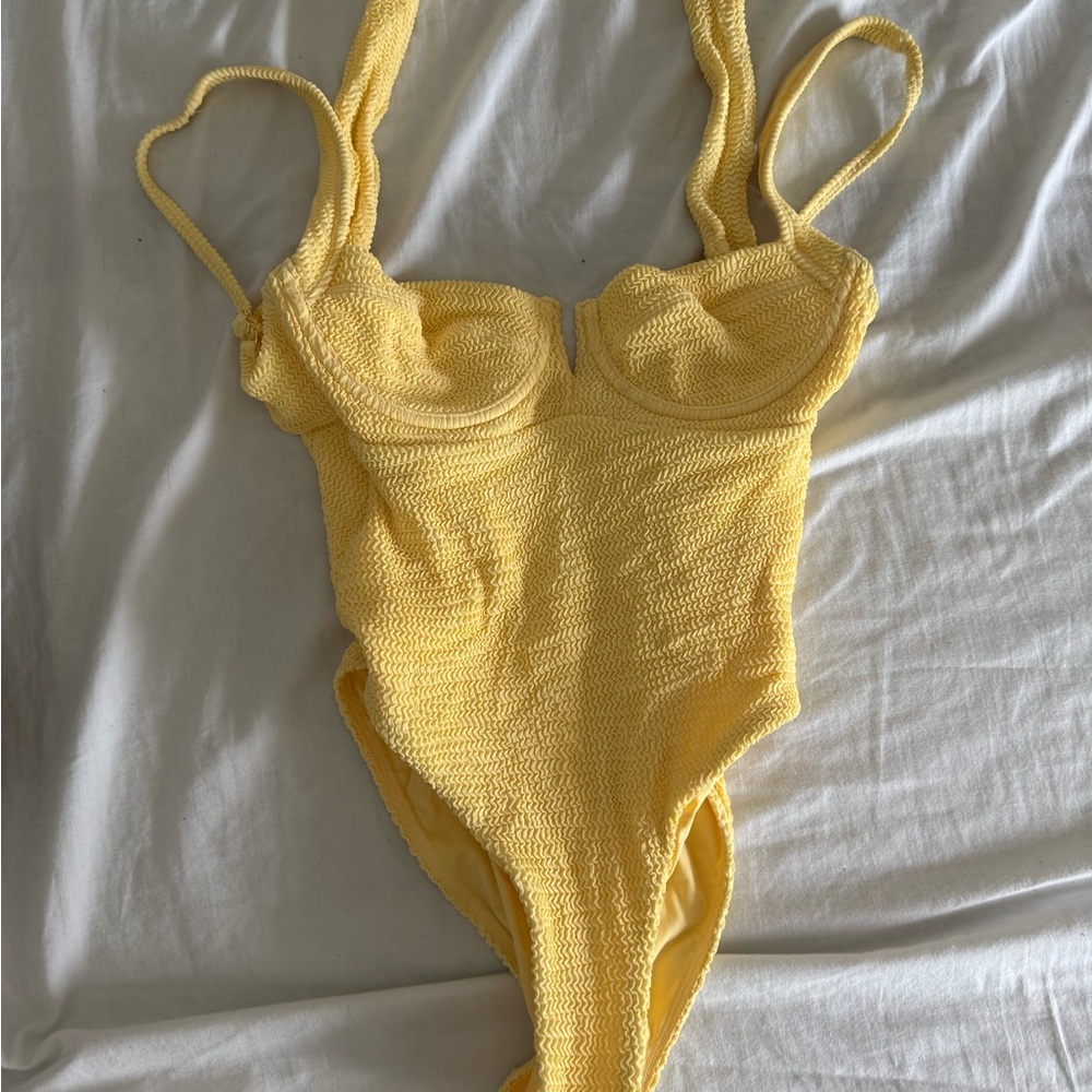 Monday Swim clovelly one piece in crinkle yellow
